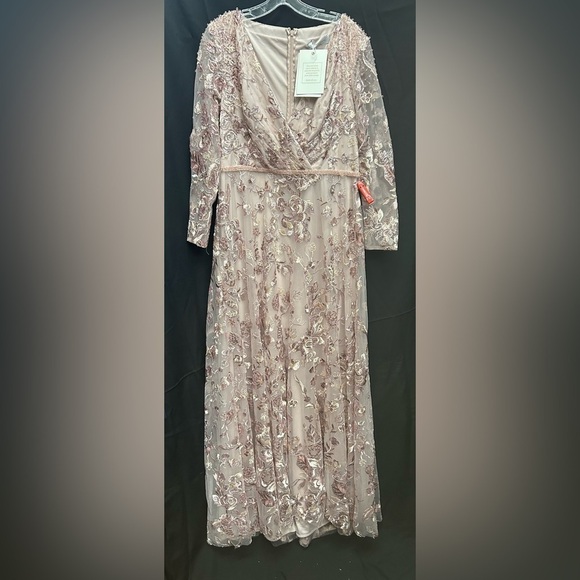 Mac Duggal 67869 NWT EMBELLISHED V NECK ILLUSION LONG SLEEVE A LINE GOWN - Picture 5 of 10